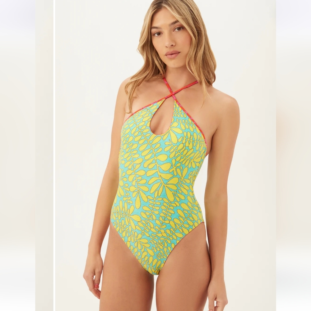 NWT Trina Turk Women's Trellis Reversible High Multi-Way One Piece Swimsuit 4